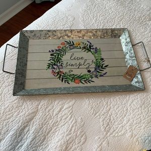 COPY - BW Boston Warehouse Rustic Living Serving Tray “live Simply” with floral…